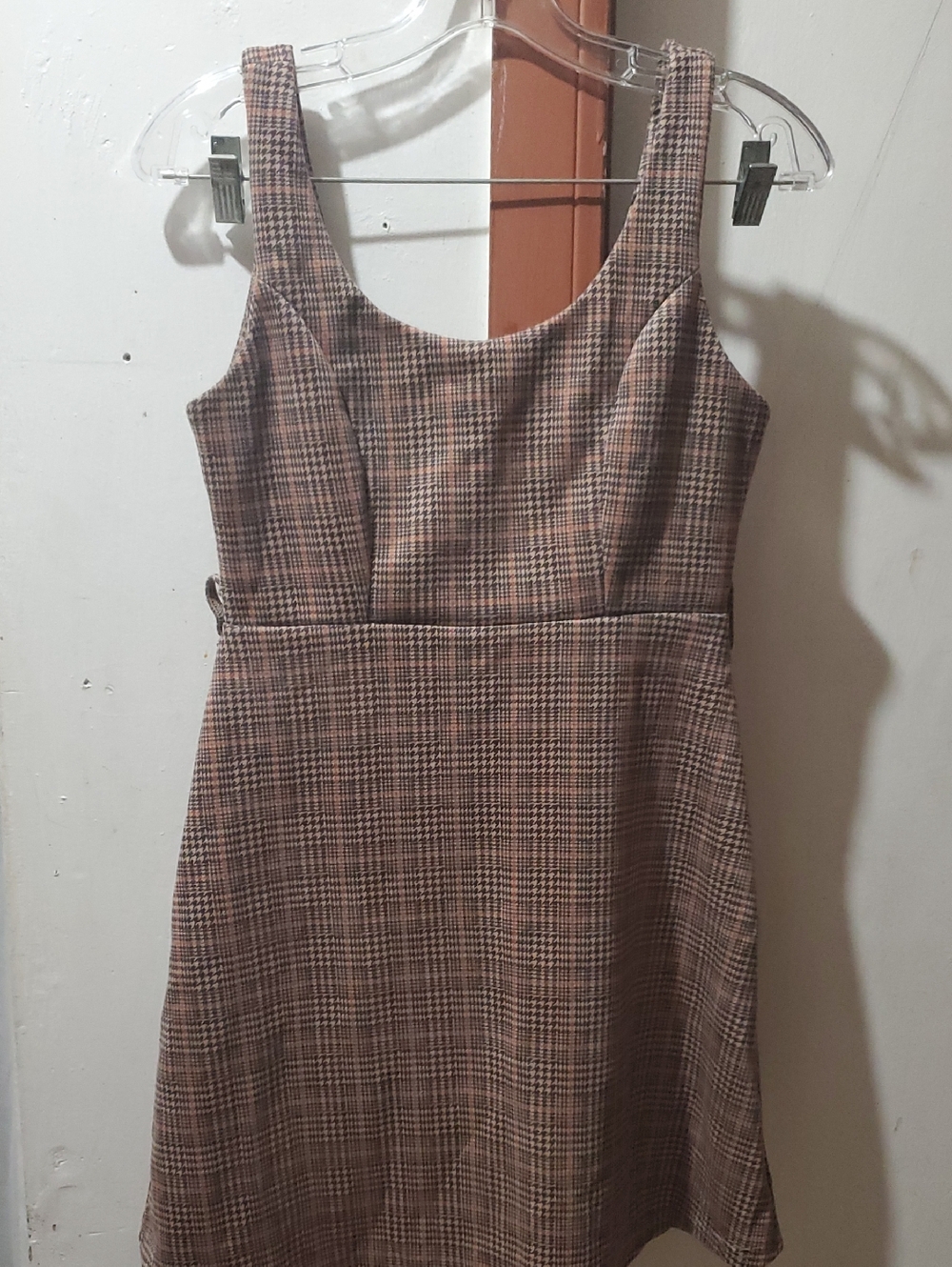 Active USA Brown Plaid Sleeveless Pullover Mini Dress Size S